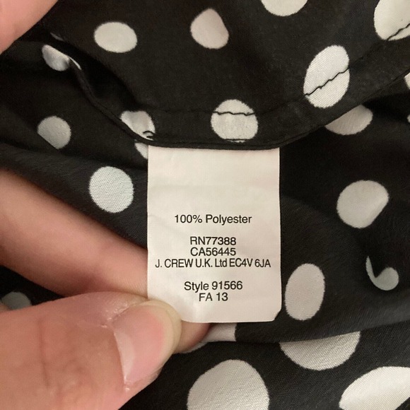 J. Crew Shirt Womens Sz XS Black White Polka Dot Blouse Long Sleeve Lightweight - Picture 6 of 9